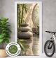 Türtapete Selbstklebend Blasenfrei | Bambus Zen Steine Wellness Wasser 200 x 90 cm und 220 x 100 cm | Tür Aufkleber Türfolie | Einteilig | Wasserfest 3D Türaufkleber Klebefolie Türposter Möbelfolie
