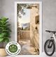 Türtapete Selbstklebend Blasenfrei | Dusche Meerblick mediterran Wellness Naturstein 200 x 90 cm und 220 x 100 cm | Tür Aufkleber Türfolie | Einteilig | Wasserfest 3D Türaufkleber Klebefolie Türposter Möbelfolie