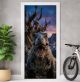 Türtapete selbstklebend | personalisiert mit Namen | T-Rex Dinosaurier 200 x 90 cm | Tür Aufkleber Poster Türfolie | Einteilig | Wasserfest 3D Türaufkleber Wandtattoo Türposter Teenager