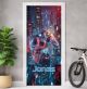 Türtapete selbstklebend | personalisiert mit Namen | Neon Controller Gamer 200 x 90 cm | Tür Aufkleber Poster Türfolie | Einteilig | Wasserfest 3D Türaufkleber Wandtattoo Türposter Teenager