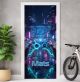 Türtapete selbstklebend | personalisiert mit Namen | Cyberpunk Gaming POV 200 x 90 cm | Tür Aufkleber Poster Türfolie | Einteilig | Wasserfest 3D Türaufkleber Wandtattoo Türposter Teenager
