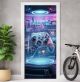Türtapete selbstklebend | personalisiert mit Namen | Futuristischer Gaming Controller 200 x 90 cm | Tür Aufkleber Poster Türfolie | Einteilig | Wasserfest 3D Türaufkleber Wandtattoo Türposter Teenager