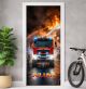 Türtapete selbstklebend | personalisiert mit Namen | Feuerwehr Action 200 x 90 cm | Tür Aufkleber Poster Türfolie | Einteilig | Wasserfest 3D Türaufkleber Wandtattoo Türposter Teenager