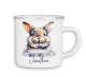 Emaille Tasse personalisiert mit Namen Ostern | Kinder Blechtasse Kindertasse Stahltasse mit süßen Ostermotiven Becher Motiv Osterhase | 04- Hase
