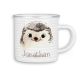 timalo® Emaille Tasse personalisiert mit Namen | Kinder Trinkbecher Kindertasse bedruckt mit süßen Tiermotiven Becher Motiv Tiere | 11- Igel