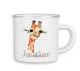timalo® Emaille Tasse personalisiert mit Namen | Kinder Trinkbecher Kindertasse bedruckt mit süßen Tiermotiven Becher Motiv Tiere | 18- Giraffe