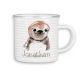 timalo® Emaille Tasse personalisiert mit Namen | Kinder Trinkbecher Kindertasse bedruckt mit süßen Tiermotiven Becher Motiv Tiere | 20- Faultier
