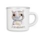 timalo® Emaille Tasse personalisiert mit Namen | Kinder Trinkbecher Kindertasse bedruckt mit süßen Tiermotiven Becher Motiv Tiere | 21- Nilpferd
