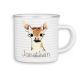 timalo® Emaille Tasse personalisiert mit Namen | Kinder Trinkbecher Kindertasse bedruckt mit süßen Tiermotiven Becher Motiv Tiere | 24- Reh