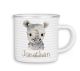 timalo® Emaille Tasse personalisiert mit Namen | Kinder Trinkbecher Kindertasse bedruckt mit süßen Tiermotiven Becher Motiv Tiere | 07- Nashorn