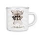 timalo® Emaille Tasse personalisiert mit Namen | Kinder Trinkbecher Kindertasse bedruckt mit süßen Tiermotiven Becher Motiv Tiere | 08- Waschbär