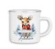 timalo® Emaille Tasse personalisiert mit Namen | Kinder Blechtasse Kindertasse Geschenk Weihnachten - Rentier