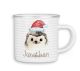 timalo® Emaille Tasse personalisiert mit Namen | Kinder Blechtasse Tiere Kindertasse Geschenk Nikolaus Weihnachten - Igel