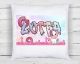 Bedrucktes Kissen mit Namen selbst gestalten | für Mädchen mit Einhorn Graffiti Schrift | candy1