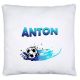 timalo® Personalisiertes Kissen mit Namen | personalisiertes Dekokissen mit Wunschname für Kinder individuelles Geschenk Kissenhülle Fussball blau | kissen-ch-11