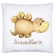 timalo® Personalisiertes Dinosaurier Kissen mit Namen Dino Motiv | personalisiertes Dekokissen mit Wunschname für Kinder individuelles Geschenk Namenskissen Aquarell | kissen-dino-1