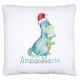 timalo® Personalisiertes Kissen mit Namen | Motiv Nikolaus Dinosaurier personalisiertes Dekokissen mit Wunschname für Kinder individuelles Geschenk Weihnachten Dino | kissen-dx-6