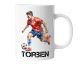 Keramik Becher mit Namen – Coole Fußball Kaffeetasse, Geschenkidee für Männer, Frauen, Kinder & Kollegen – spülmaschinenfest, 330ml | Fußballspieler | Personalisierte Tasse 