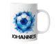Keramik Becher mit Namen – Coole Fußball Kaffeetasse, Geschenkidee für Männer, Frauen, Kinder & Kollegen – spülmaschinenfest, 330ml | Fußball blau | Personalisierte Tasse
