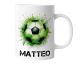 Keramik Becher mit Namen – Coole Fußball Kaffeetasse, Geschenkidee für Männer, Frauen, Kinder & Kollegen – spülmaschinenfest, 330ml | Fußball Aquarell | Personalisierte Tasse