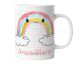 timalo® Kindertasse mit Namen bedrucken lassen | Personalisierte Tasse mit Regenbogen und Wunschname für Kinder Geschenktasse | Mädchen Geschenk aquarell | mug-ki-07