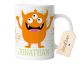 timalo® Kindertasse lustige Monster mit Namen bedruckt | Personalisierte Tasse mit Wunschname für Kinder Geschenktasse | Jungen Geschenk grün orange | mug-mo-05