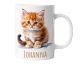 Kindertasse mit Namen | Süße braune Katze | Personalisierte Keramik Tasse mit Tieren | für Kinder, Jungen & Mädchen – Geschenk, Geburtstagsgeschenk, Namensgeschenke, Kaffeetasse