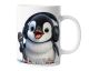 Personalisierte Kaffeetasse Süßer lustiger Pinguin mit Mikrofon | Keramik Becher mit Namen – lustige Tiermotiv Tasse, Geschenkidee für Männer, Frauen, Kinder & Kollegen – spülmaschinenfest, 330ml