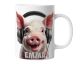 Personalisierte Kaffeetasse Lustiger Schwein mit Kopfhörern | Keramik Becher mit Namen – lustige Tiermotiv Tasse, Geschenkidee für Männer, Frauen, Kinder & Kollegen – spülmaschinenfest, 330ml