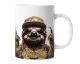 Personalisierte Kaffeetasse Lustiges Faultier mit Sonnenbrille | Keramik Becher mit Namen – lustige Tiermotiv Tasse, Geschenkidee für Männer, Frauen, Kinder & Kollegen – spülmaschinenfest, 330ml