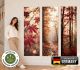 Wandbilder selbstklebend im 3er-Set | Roter Herbstwald Wandtattoo blasenfrei für Wohnzimmer Schlafzimmer