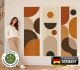 Wandbilder selbstklebend im 3er-Set | Retro Geometrie Wandtattoo blasenfrei für Wohnzimmer Schlafzimmer