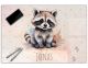 Schreibtischunterlage personalisiert mit Namen | Waschbär | stabile, abwischbare Schreibunterlage für Kinder Acrylglas Kunststoff