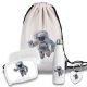 Kinder Schulset Brotdose, Trinkflasche, Turnbeutel personalisiert mit Namen | Set Wasserflasche Edelstahl | Lunchbox mit Trennwand | Geschenk zur Einschulung & Kindergarten | 10 - Astronaut