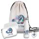 Kinder Schulset Brotdose, Trinkflasche, Turnbeutel personalisiert mit Namen | Set Wasserflasche Edelstahl | Lunchbox mit Trennwand | Geschenk zur Einschulung & Kindergarten | 12 - Einhorn bunt
