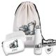 Kinder Schulset Brotdose, Trinkflasche, Turnbeutel personalisiert mit Namen | Set Wasserflasche Edelstahl | Lunchbox mit Trennwand | Geschenk zur Einschulung & Kindergarten | 22 - Bagger
