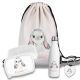 Kinder Schulset Brotdose, Trinkflasche, Turnbeutel personalisiert mit Namen | Set Wasserflasche Edelstahl | Lunchbox mit Trennwand | Geschenk zur Einschulung & Kindergarten | 01- Hase