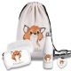 Kinder Schulset Brotdose, Trinkflasche, Turnbeutel personalisiert mit Namen | Set Wasserflasche Edelstahl | Lunchbox mit Trennwand | Geschenk zur Einschulung & Kindergarten | 13- Fuchs