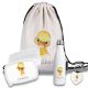 Kinder Schulset Brotdose, Trinkflasche, Turnbeutel personalisiert mit Namen | Set Wasserflasche Edelstahl | Lunchbox mit Trennwand | Geschenk zur Einschulung & Kindergarten | 14- Ente