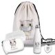 Kinder Schulset Brotdose, Trinkflasche, Turnbeutel personalisiert mit Namen | Set Wasserflasche Edelstahl | Lunchbox mit Trennwand | Geschenk zur Einschulung & Kindergarten | 21- Nilpferd