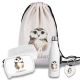 Kinder Schulset Brotdose, Trinkflasche, Turnbeutel personalisiert mit Namen | Set Wasserflasche Edelstahl | Lunchbox mit Trennwand | Geschenk zur Einschulung & Kindergarten | 23- Eule
