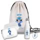 Kinder Schulset Brotdose, Trinkflasche, Turnbeutel personalisiert mit Namen | Set Wasserflasche Edelstahl | Lunchbox mit Trennwand | Geschenk zur Einschulung & Kindergarten | 48- Pfau