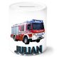 timalo® Coole Spardose personalisiert mit Namen | Personalisierbares Geschenk Sparschwein für Kinder Geschenkidee | Feuerwehr blau