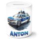 timalo® Coole Spardose personalisiert mit Namen | Personalisierbares Geschenk Sparschwein für Kinder Geschenkidee | Polizei Auto