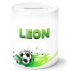 timalo® Coole Spardose personalisiert mit Namen | Personalisierbares Geschenk Sparschwein für Kinder Geschenkidee | Fussball grün