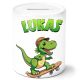 timalo® Coole Spardose personalisiert mit Namen | Personalisierbares Geschenk Sparschwein für Kinder Geschenkidee | Dino Skateboard