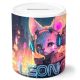 timalo® Gamer Spardose personalisiert mit Namen | Personalisierbares Gaming Geschenk Sparschwein Geschenkidee | punk cyber Katze | spardose-gamer-45