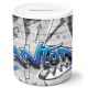 timalo® Gamer Spardose personalisiert mit Namen | Personalisierbares Gaming Geschenk Sparschwein Geschenkidee | Graffiti blau | spardose-gamer-51