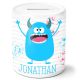 timalo® Monster Spardose personalisiert mit Namen | Personalisierbares Geschenk Sparschwein lustige Bilder für Kinder Geschenkidee | Blau spardose-mo-2