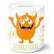 timalo® Monster Spardose personalisiert mit Namen | Personalisierbares Geschenk Sparschwein lustige Bilder für Kinder Geschenkidee | Orange spardose-mo-5